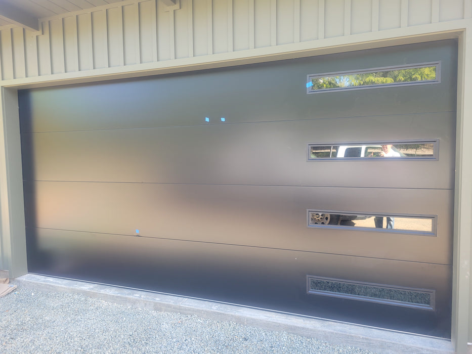 Bel Air - Flush Panel Smooth Contemporary Insulated Steel Modern Garage Door with Slim Glass Design