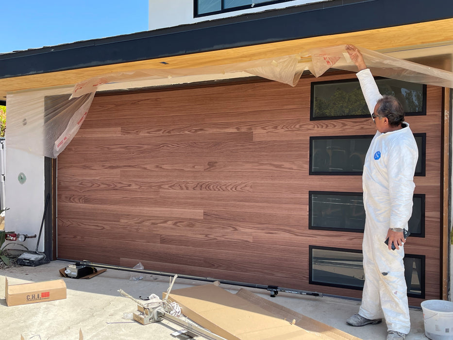 Cleo - Horizontal Grooves and Texture Steel Garage Door Modern Design
