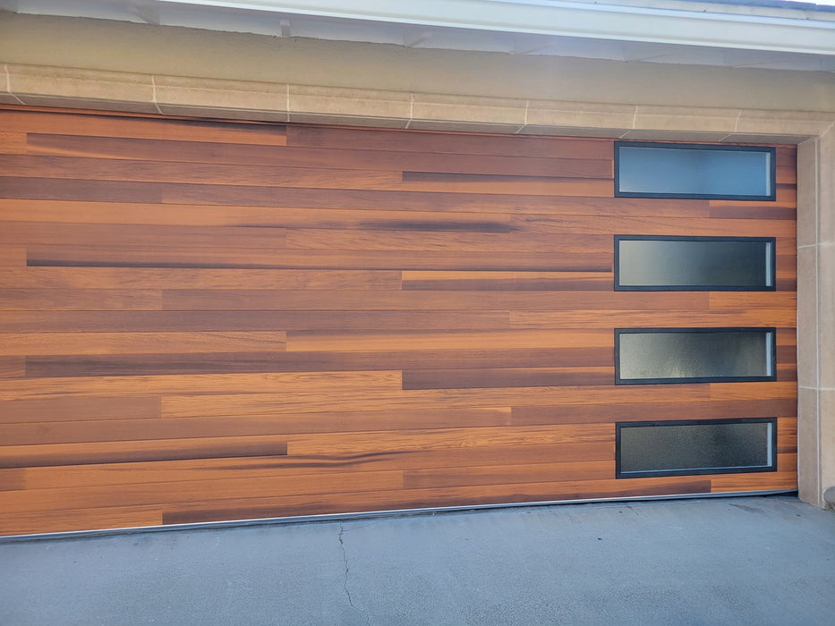 Cleo - Horizontal Grooves and Texture Steel Garage Door Modern Design