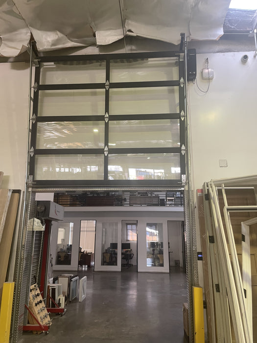Contemporary Aluminum & Clear Tempered Glass Garage Door