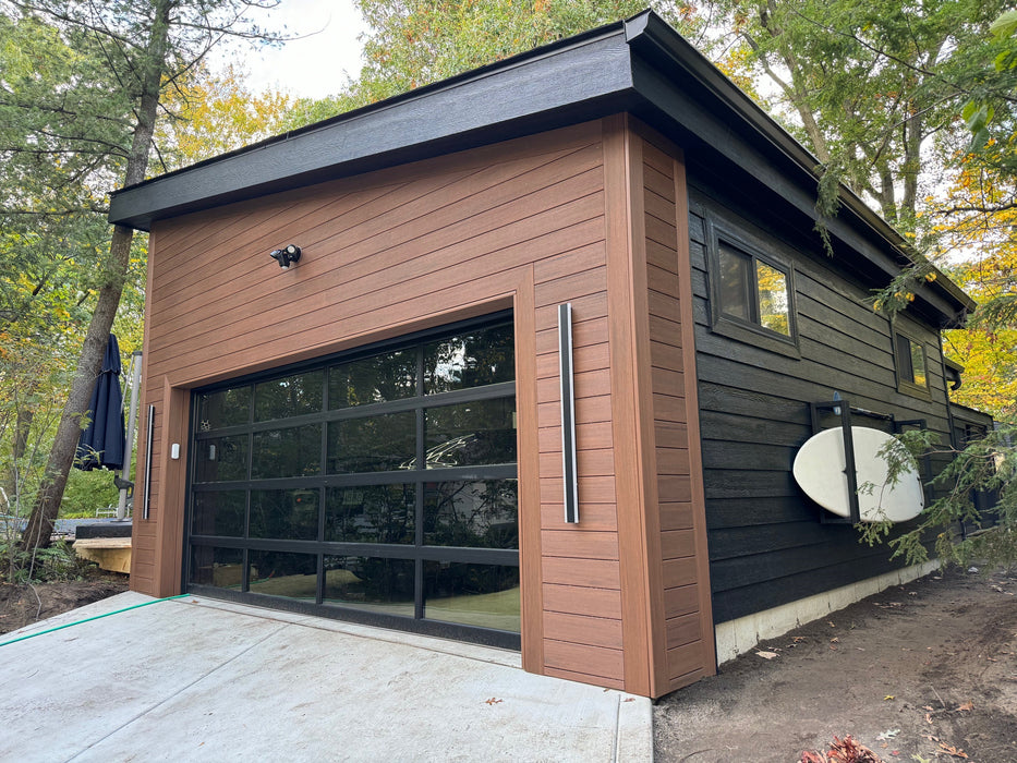 Contemporary Black Aluminum & Gray Tinted (See Through) Glass Garage Door
