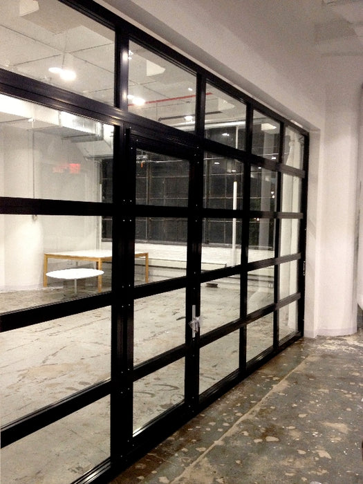 Contemporary Aluminum & Clear Tempered Glass Garage Door