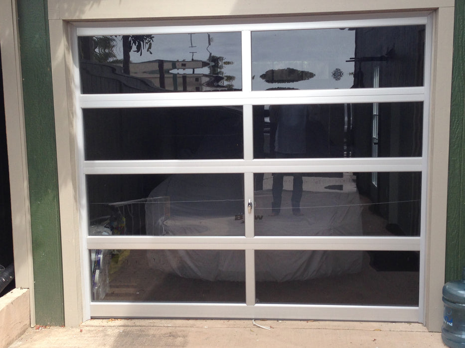 Contemporary Aluminum & Gray Tinted (See Through) Glass Garage Door