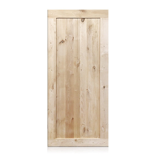 Marco - Rustic Unfinished 1-Panel V-Groove Knotty Alder Barn Door