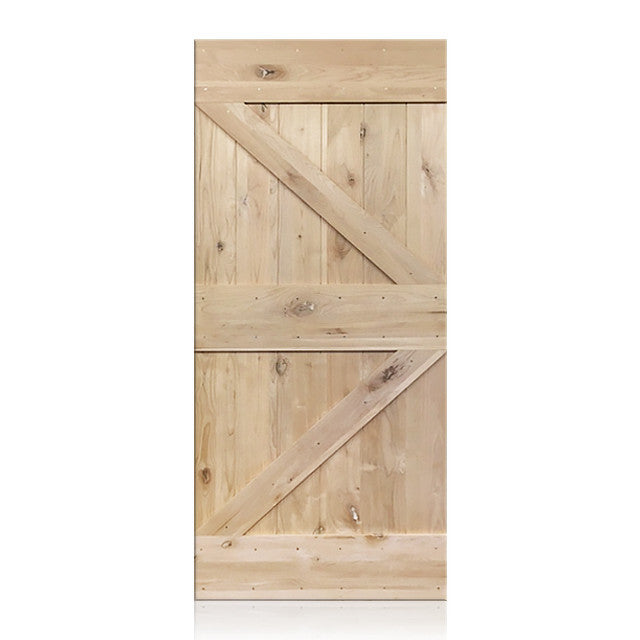 Matias - Rustic Unfinished 2-Panel V-Groove Knotty Alder Barn Door