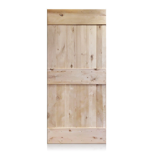 Pablo - Rustic Unfinished 2-Panel V-Groove Knotty Alder Barn Door