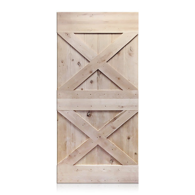 Esteban - Rustic Unfinished 2-Panel V-Groove Knotty Alder Barn Door