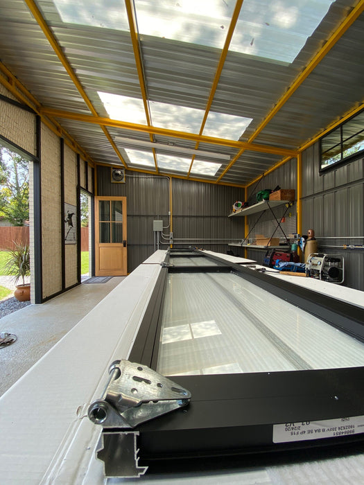 Contemporary Black Aluminum & Clear Tempered Glass Garage Door