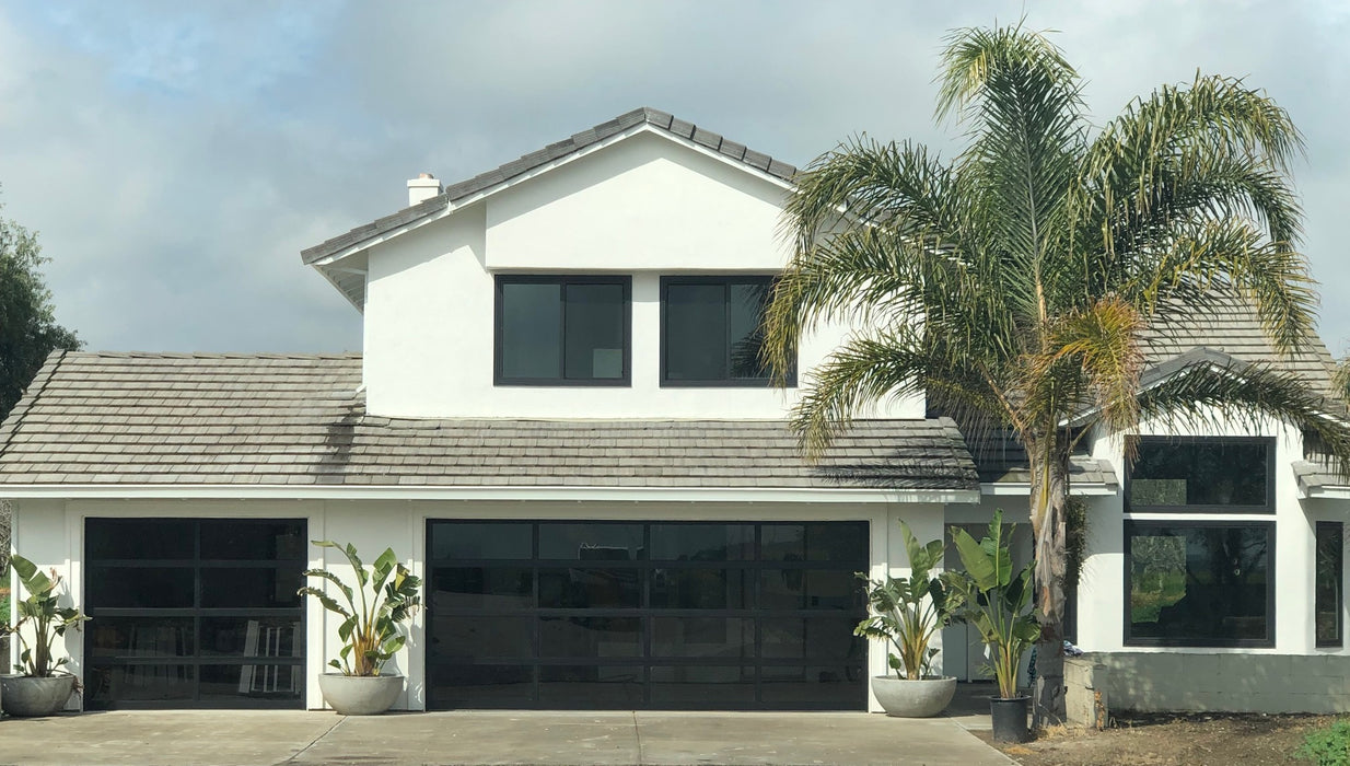Contemporary Black Aluminum & Gray Tinted (See Through) Glass Garage Door