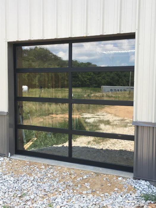 Contemporary Aluminum & Clear Tempered Glass Garage Door