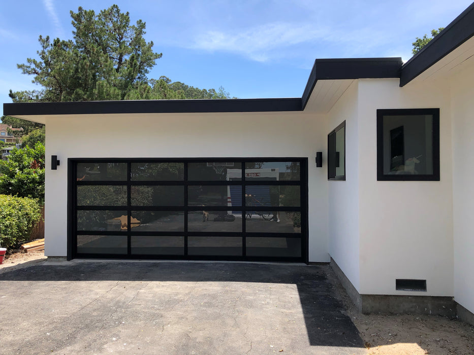 Contemporary Aluminum & Frosted Tempered (Privacy) Glass Garage Door
