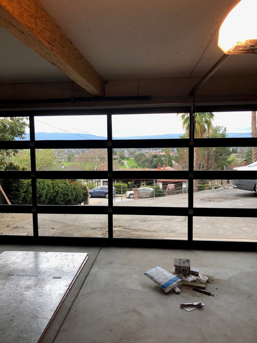 Contemporary Aluminum & Clear Tempered Glass Garage Door