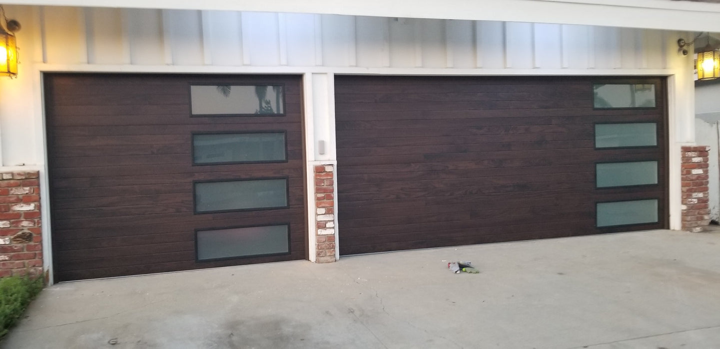 Cleo - Horizontal Grooves and Texture Steel Garage Door Modern Design