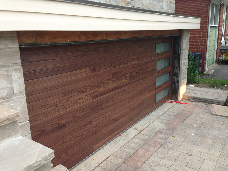 Cleo - Horizontal Grooves and Texture Steel Garage Door Modern Design