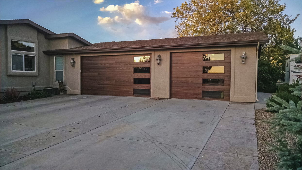 Cleo - Horizontal Grooves and Texture Steel Garage Door Modern Design