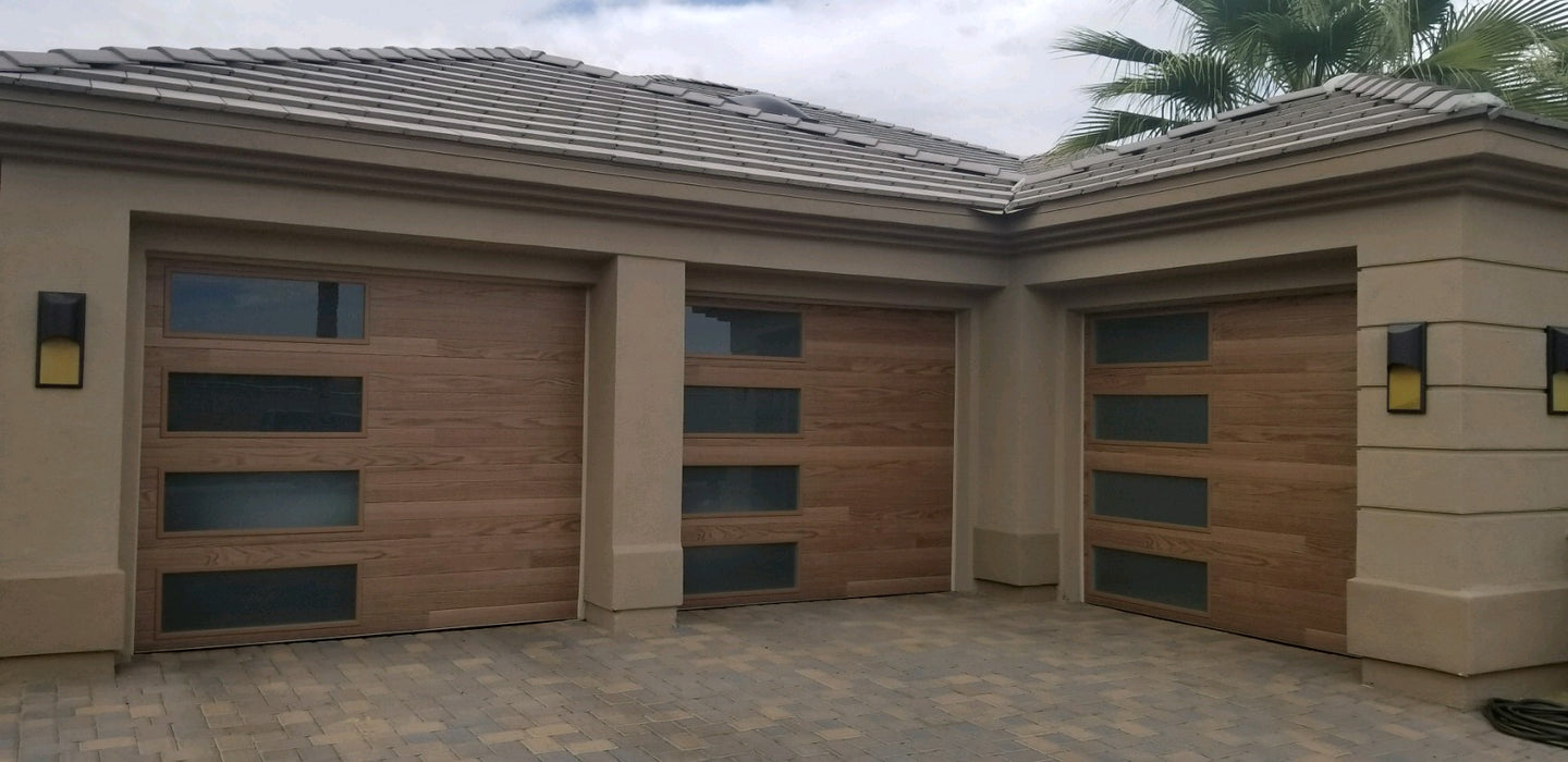 Cleo - Horizontal Grooves and Texture Steel Garage Door Modern Design