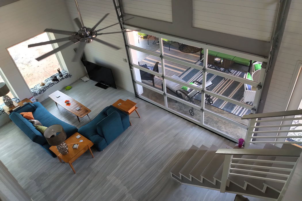 Contemporary Aluminum & Clear Tempered Glass Garage Door