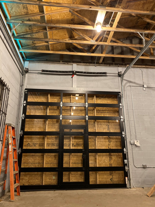 Contemporary Aluminum & Clear Tempered Glass Garage Door