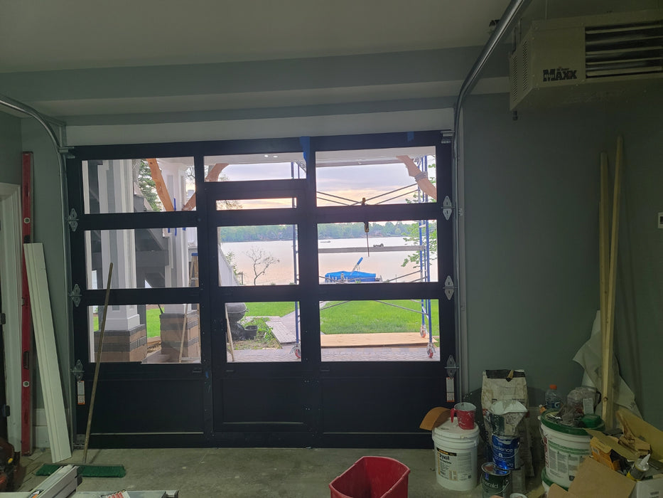 Contemporary Aluminum & Clear Tempered Glass Garage Door