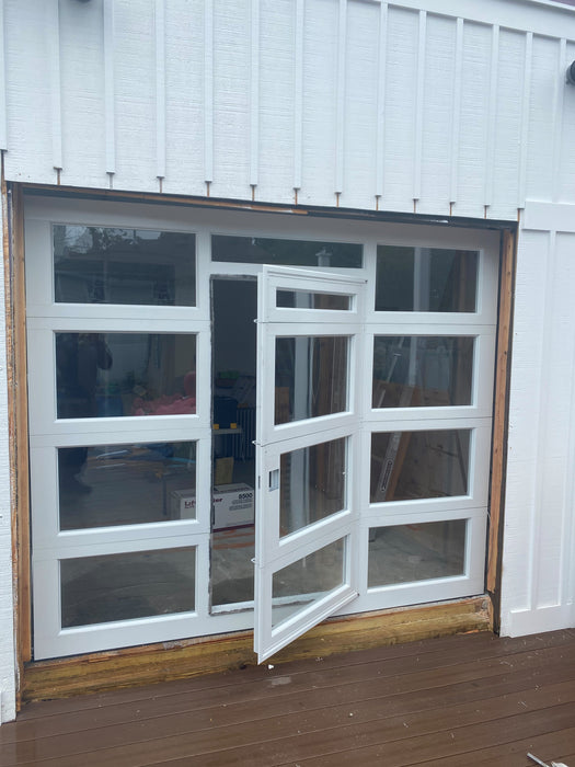Contemporary Aluminum & Clear Tempered Glass Garage Door