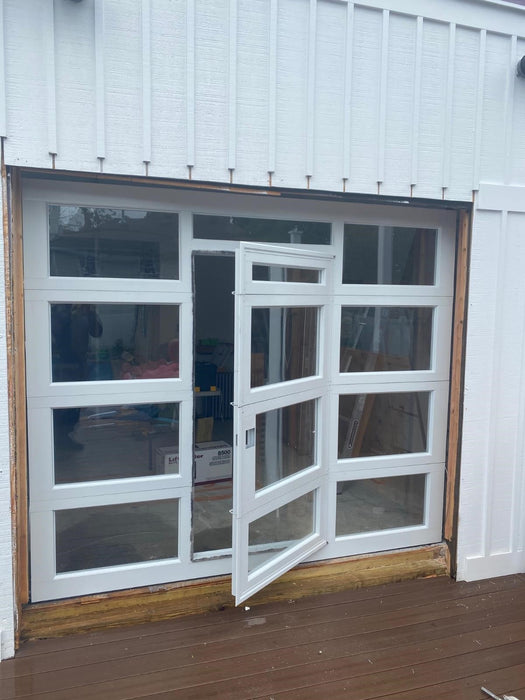 Contemporary Aluminum & Clear Tempered Glass Garage Door