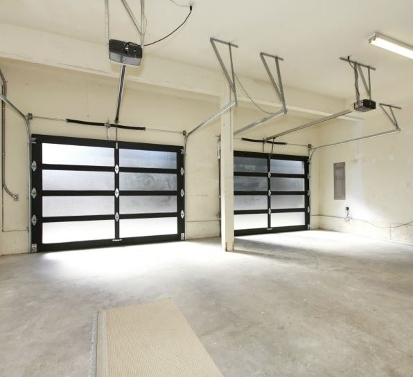 Contemporary Aluminum & Frosted Tempered (Privacy) Glass Garage Door