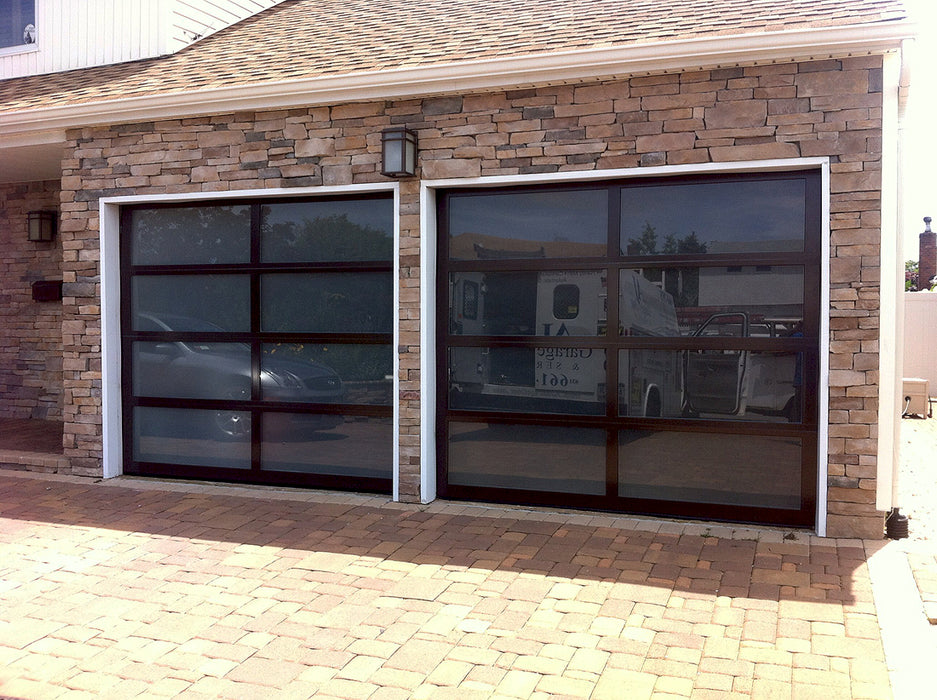 Contemporary Aluminum & Frosted Tempered (Privacy) Glass Garage Door