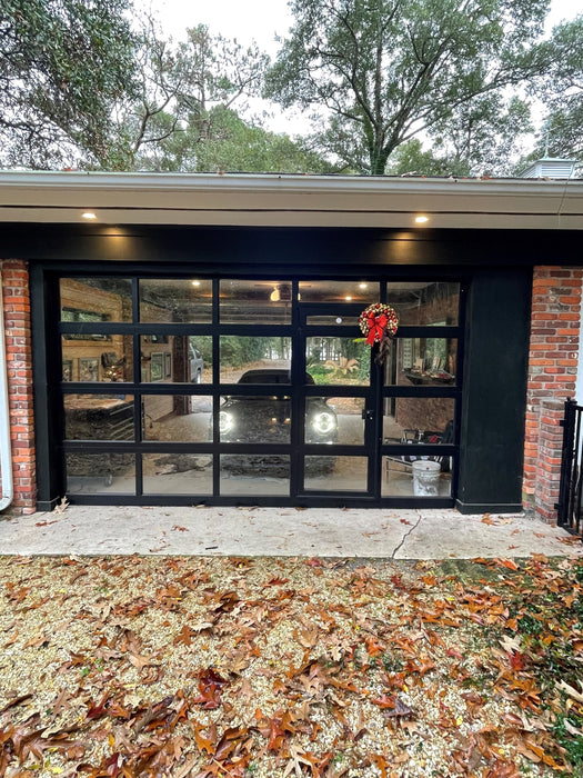 Contemporary Aluminum & Clear Tempered Glass Garage Door