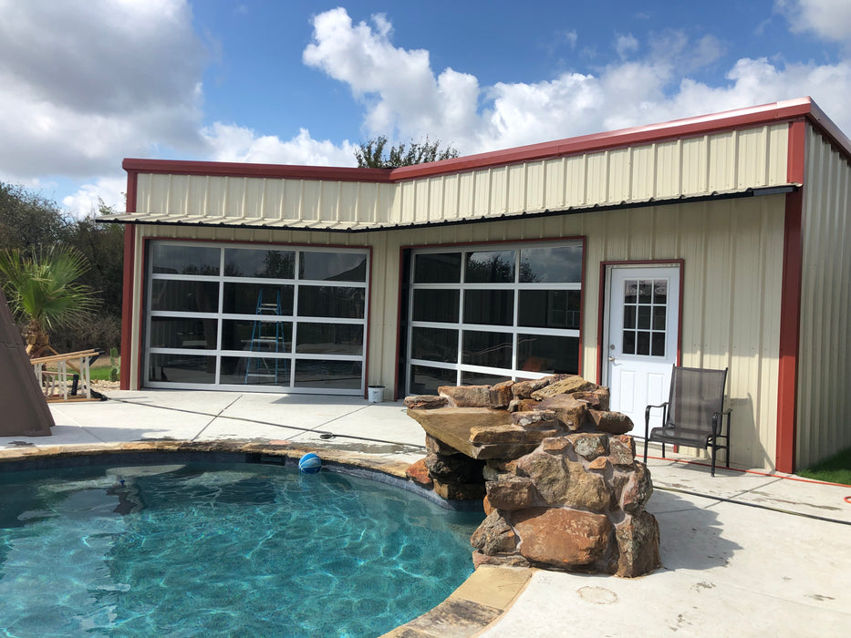 Contemporary Aluminum & Clear Tempered Glass Garage Door