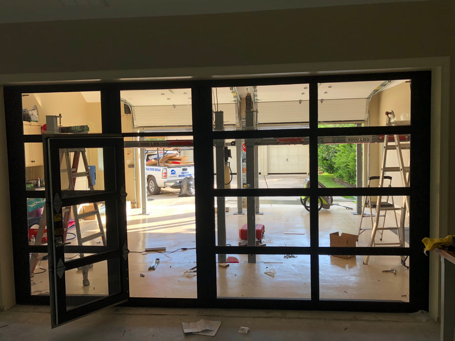 Contemporary Aluminum & Clear Tempered Glass Garage Door