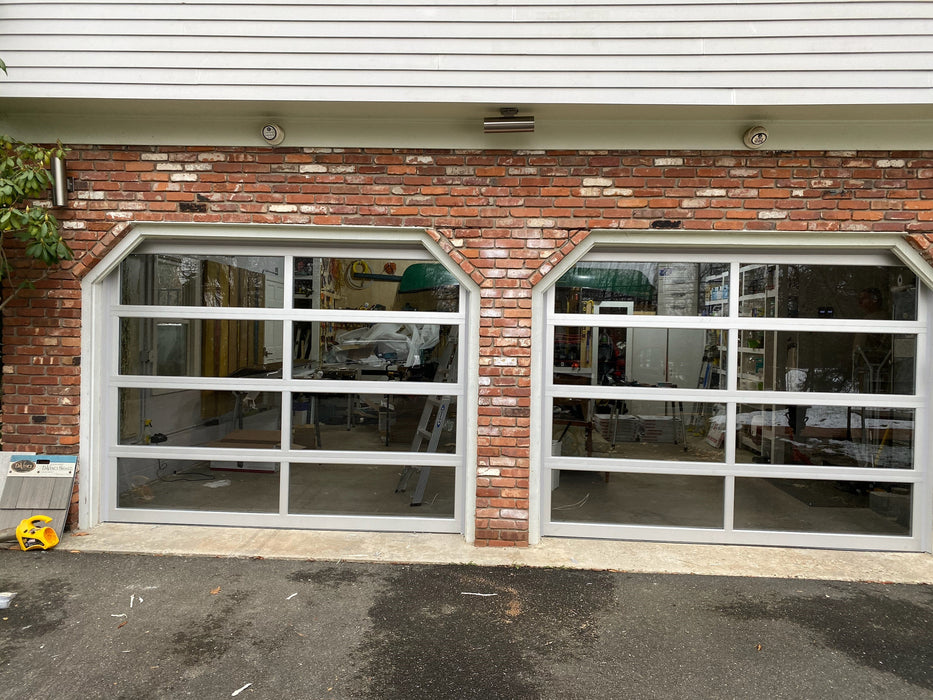 Contemporary Aluminum & Clear Tempered Glass Garage Door