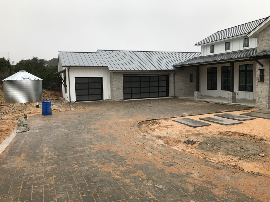 Contemporary Aluminum & Frosted Tempered (Privacy) Glass Garage Door