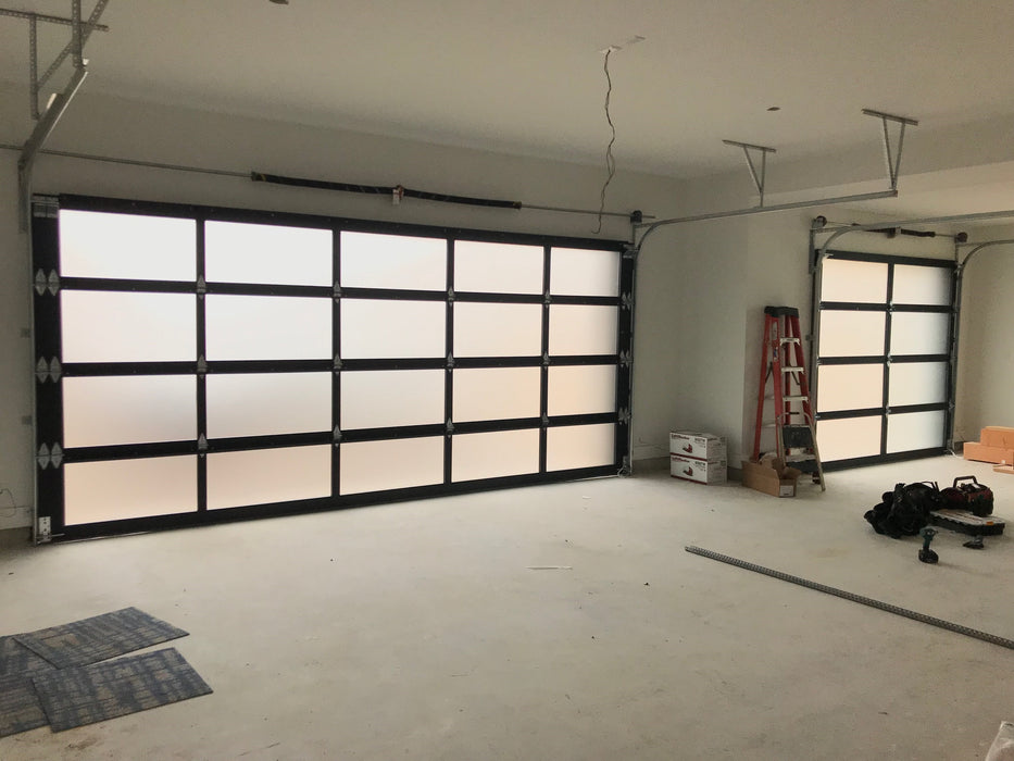 Contemporary Aluminum & Frosted Tempered (Privacy) Glass Garage Door
