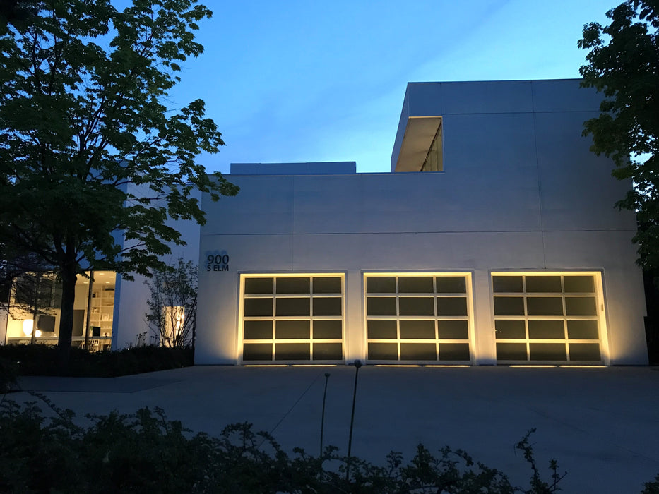 Contemporary Aluminum & Frosted Tempered (Privacy) Glass Garage Door