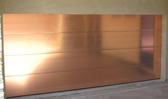 Grand - Modern Style Custom Wood Garage Door with Stainless Steel Overlay