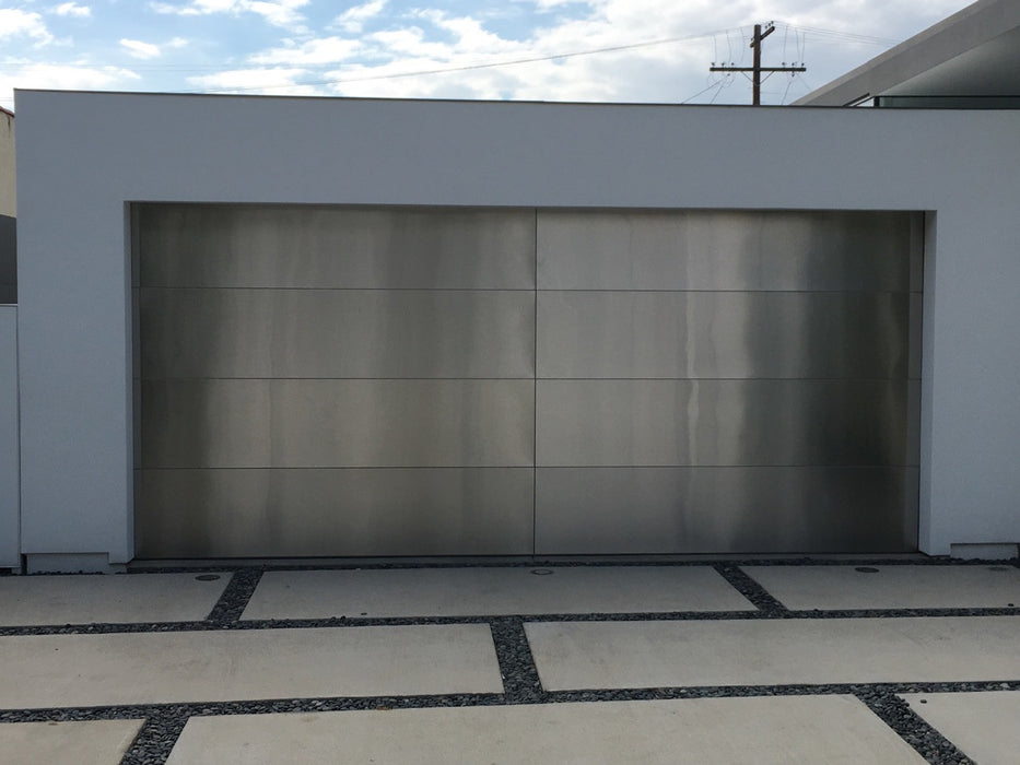 Grand - Modern Style Custom Wood Garage Door with Stainless Steel Overlay