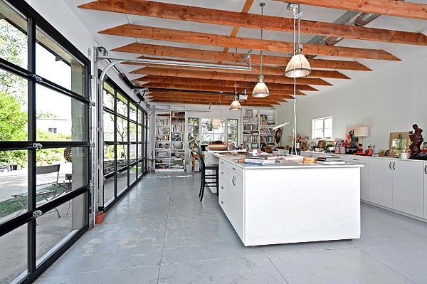 Contemporary Black Aluminum & Clear Tempered Glass Garage Door