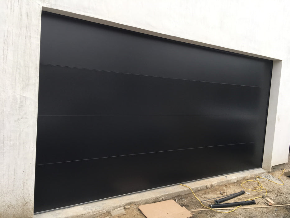 Infinity - Flush Panel Smooth Steel Garage Door with Horizontal Modern Glass Design