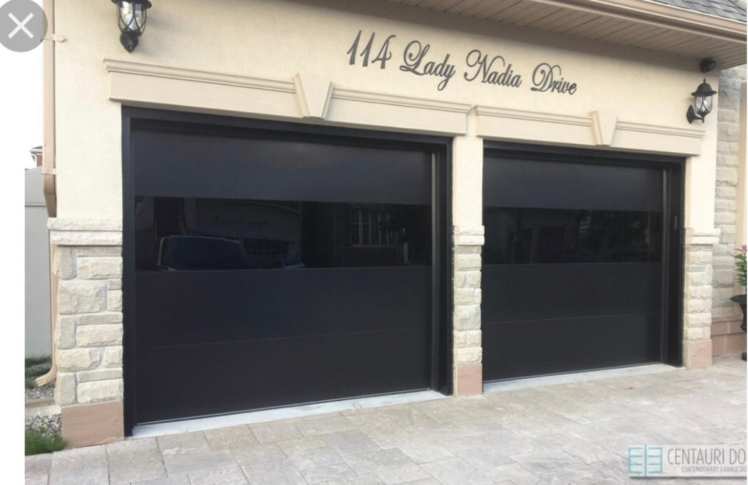 Infinity - Flush Panel Smooth Steel Garage Door with Horizontal Modern Glass Design