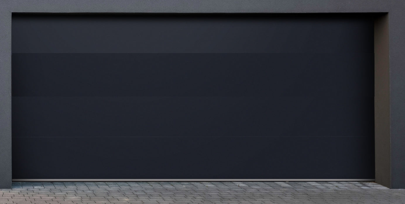 Infinity - Flush Panel Smooth Steel Garage Door with Horizontal Modern Glass Design