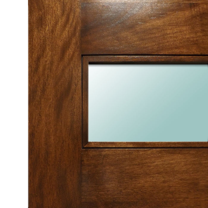 Leonardo - Modern Mahogany Wood & White Laminated Glass Entry Solid Door