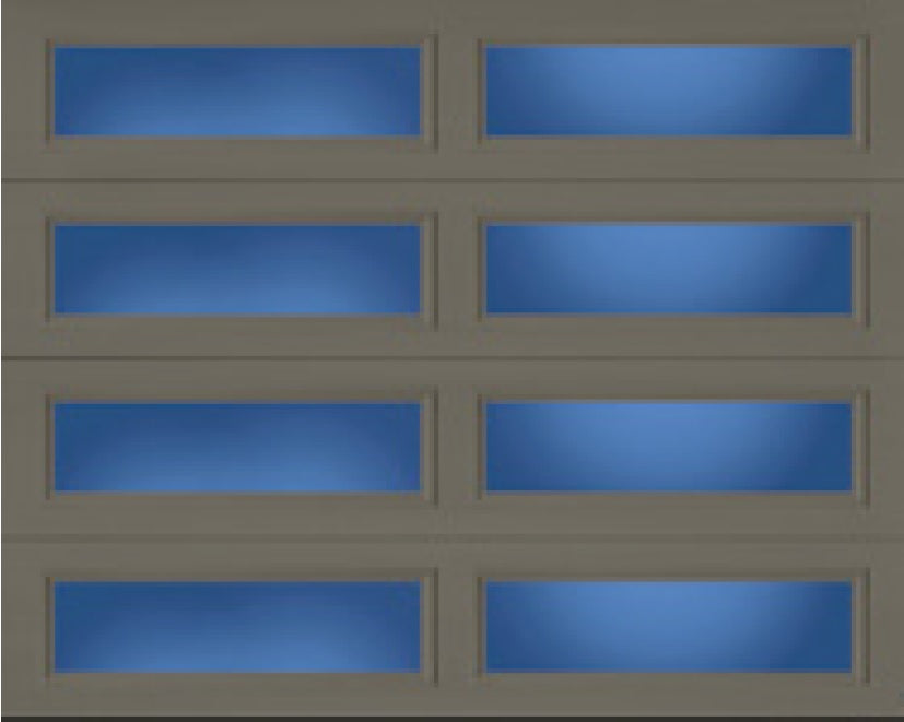 Flush Panel (FP)* with Long Panel Clear Windows (on all sections) Steel Garage Door