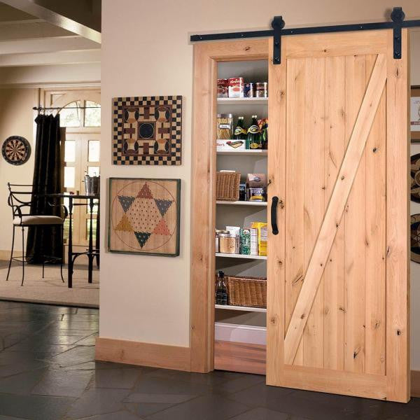 Marco - Rustic Unfinished 1-Panel V-Groove Knotty Alder Barn Door