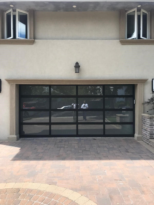 Contemporary Aluminum & Frosted Tempered (Privacy) Glass Garage Door