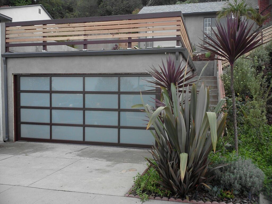 Contemporary Aluminum & White Laminate (Privacy) Glass Garage Door