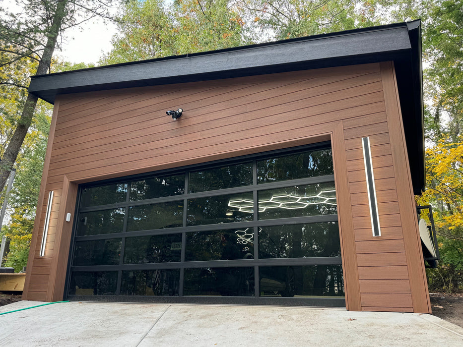Contemporary Black Aluminum & Gray Tinted (See Through) Glass Garage Door