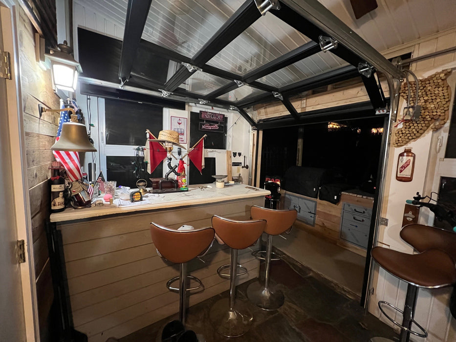 Contemporary Aluminum & Clear Tempered Glass Garage Door