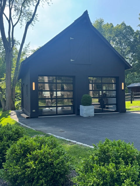 Contemporary Black Aluminum & Clear Tempered Glass Garage Door