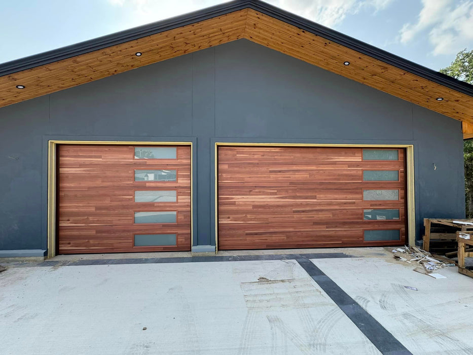 Northwoods - Horizontal Grooves and Texture Steel Garage Door Modern Design