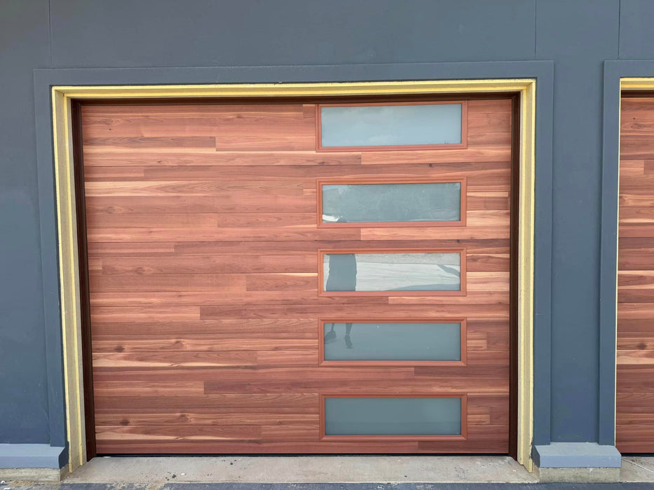 Northwoods - Horizontal Grooves and Texture Steel Garage Door Modern Design